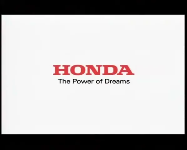 The Honda logo and tagline "The Power of Dreams" appear centered on a plain white background, concluding the commercial.