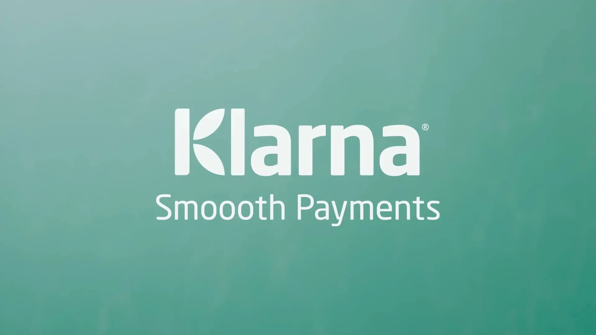 The Klarna logo and tagline "Smoooth Payments" are displayed in white text on a teal background.