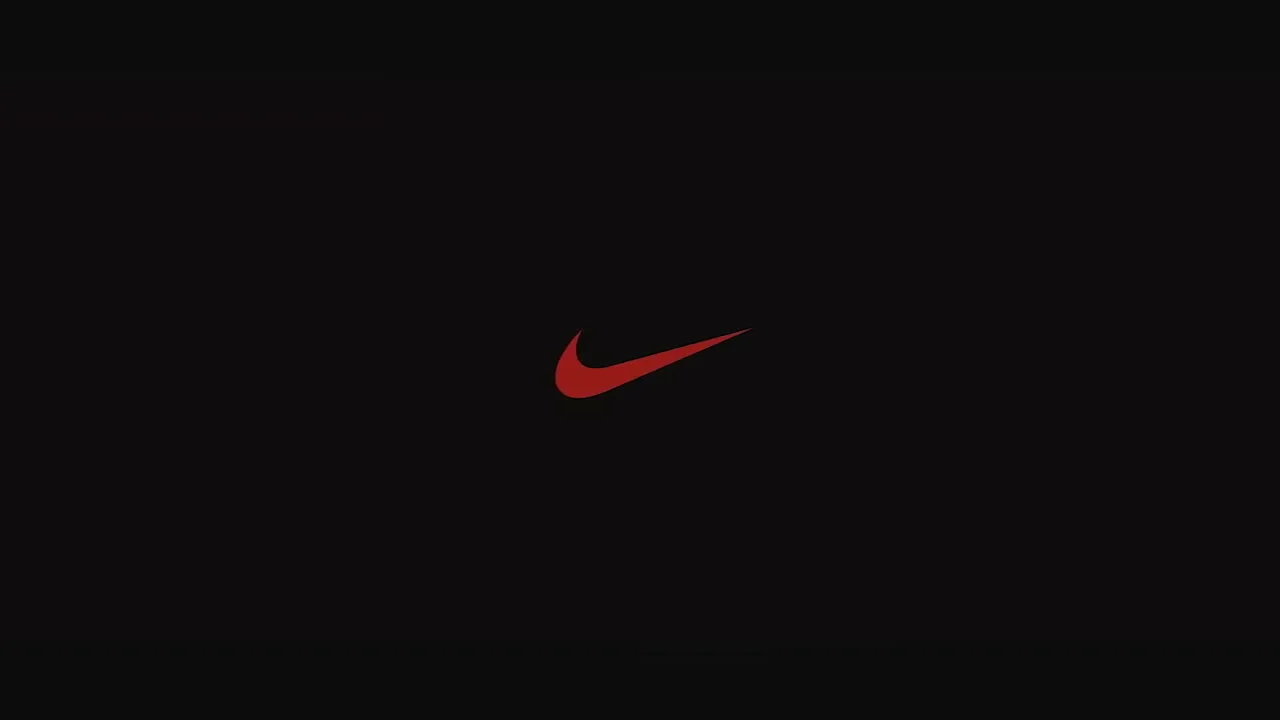 The red Nike swoosh logo appears on a black background.