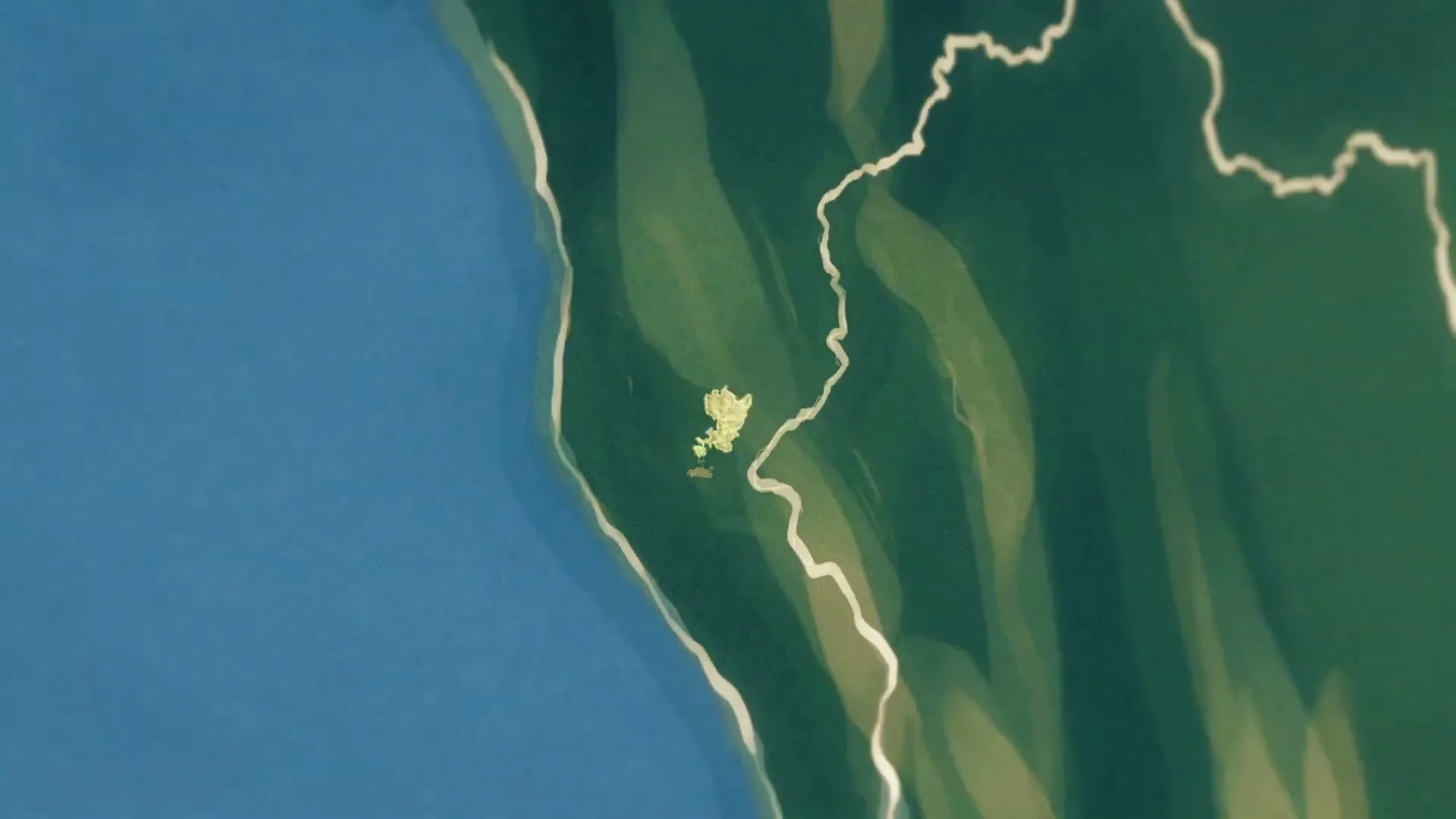 An animated map of the world zooms out from a small, glowing area, revealing more of the continent and eventually the entire globe.