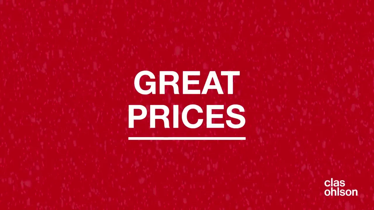 White text "GREAT PRICES" appears on a red background with a subtle texture, then slides off to the left as a white star-shaped lantern appears on the right.