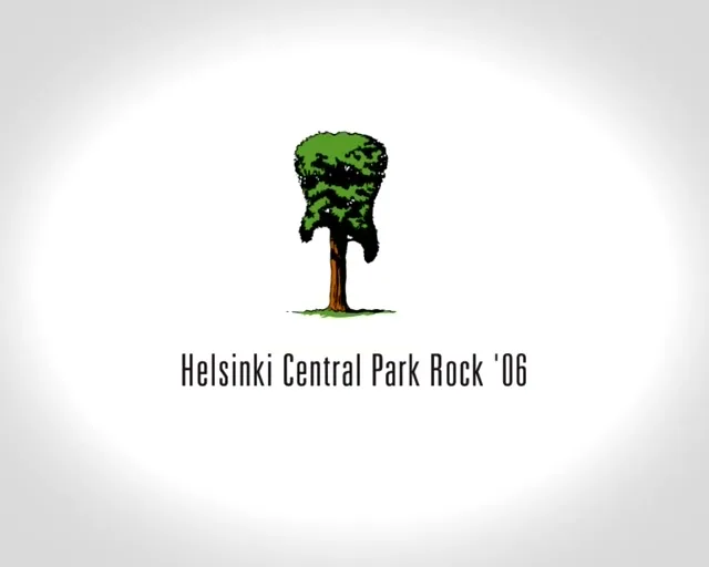 A graphic of a tree with a guitar-shaped canopy stands above the text "Helsinki Central Park Rock '06" on a white background.