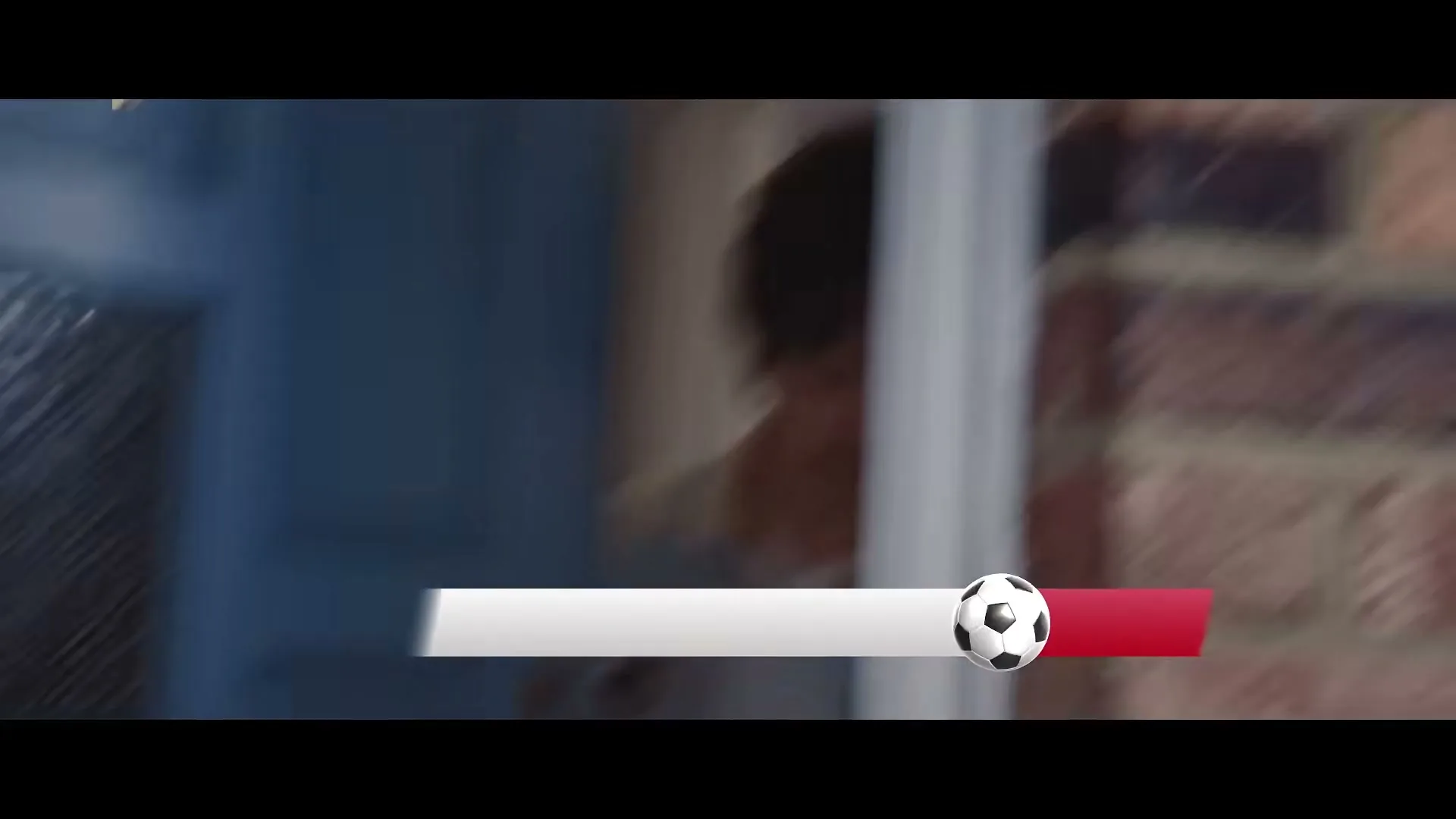 A young man with a mustache opens a blue front door, looking surprised, with a sports news graphic overlay.