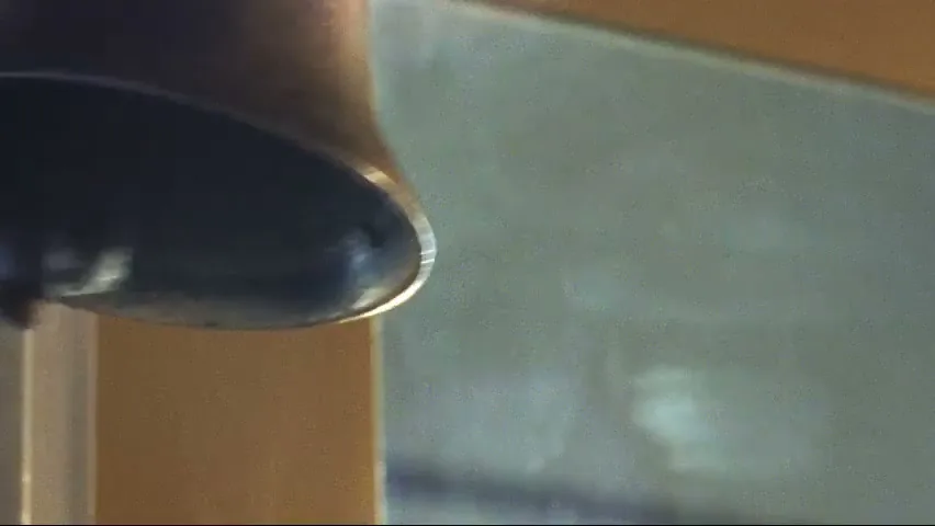 A close-up shot shows the clapper of a brass bell ringing against the bell's interior, with a blurry background.