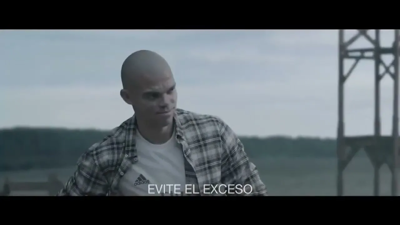 A bald man in a plaid shirt and white t-shirt looks around with a serious expression in a rural outdoor setting.