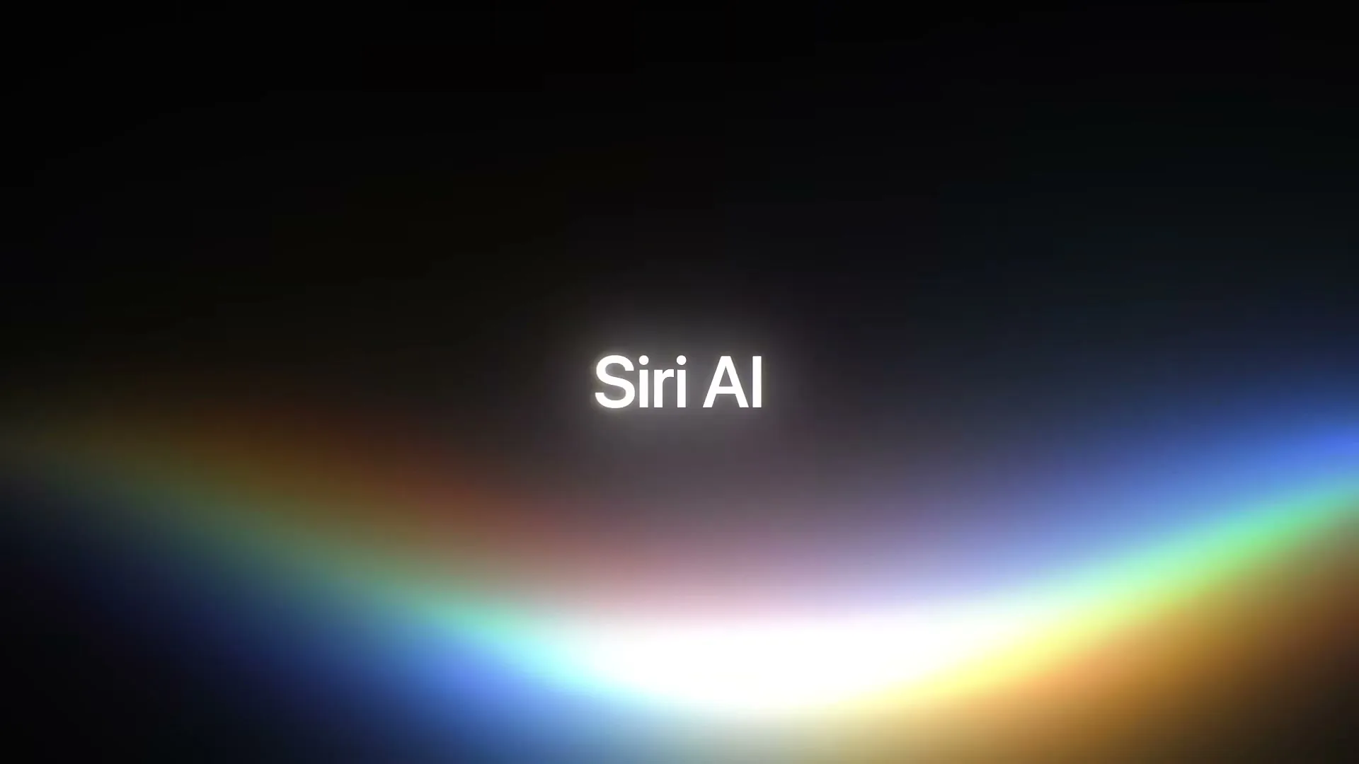 The words "Siri AI" appear on a black background with a colorful light flare, then transition to "Your AI assistant."