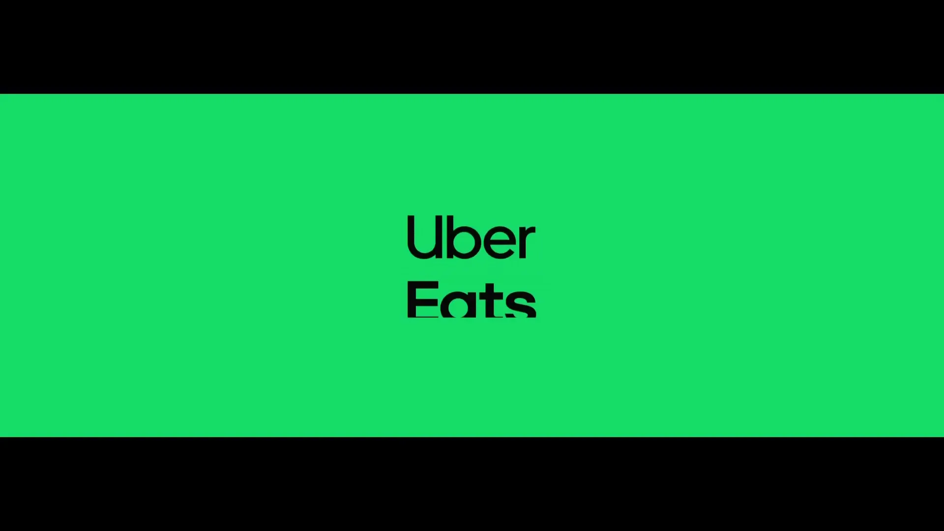 The Uber Eats logo appears on a bright green background, followed by the tagline "Get anything, effortlessly."