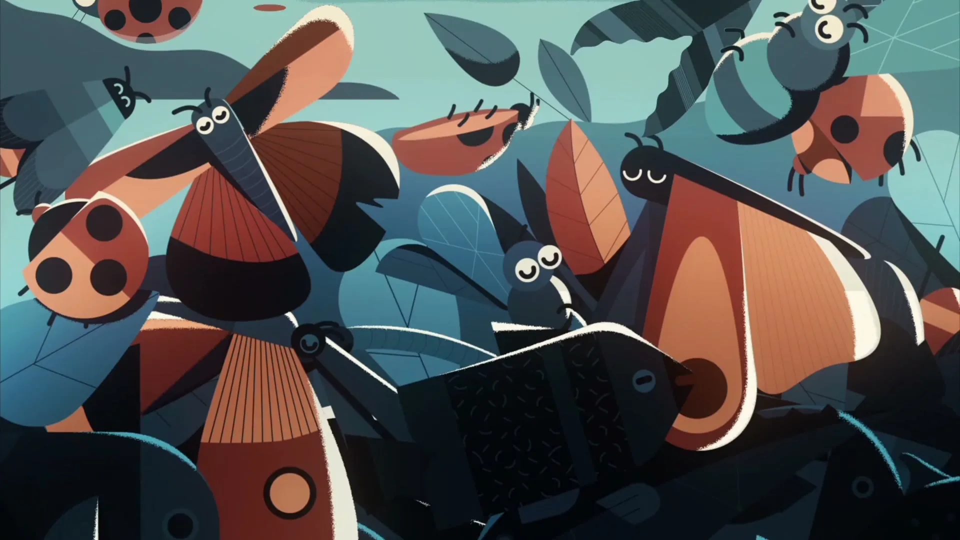 An animated shot shows a stylized Earth transforming from a healthy planet to a barren wasteland, then to an insect-infested land, and finally to an overfished ocean.