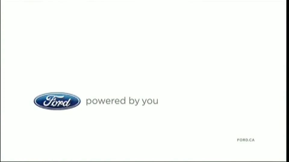 A collage of diverse faces forms a brain shape, then dissolves into a white background with the Ford logo and tagline.