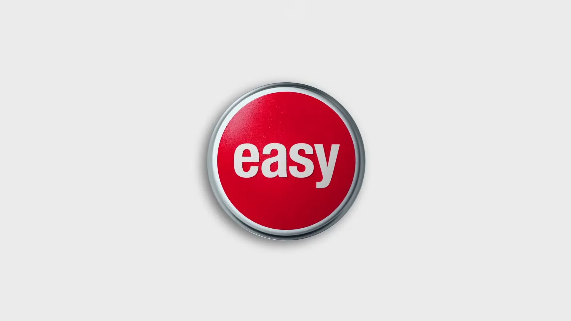 A red button with the word "easy" in white text is centered on a white background, then a red circle expands from the center.