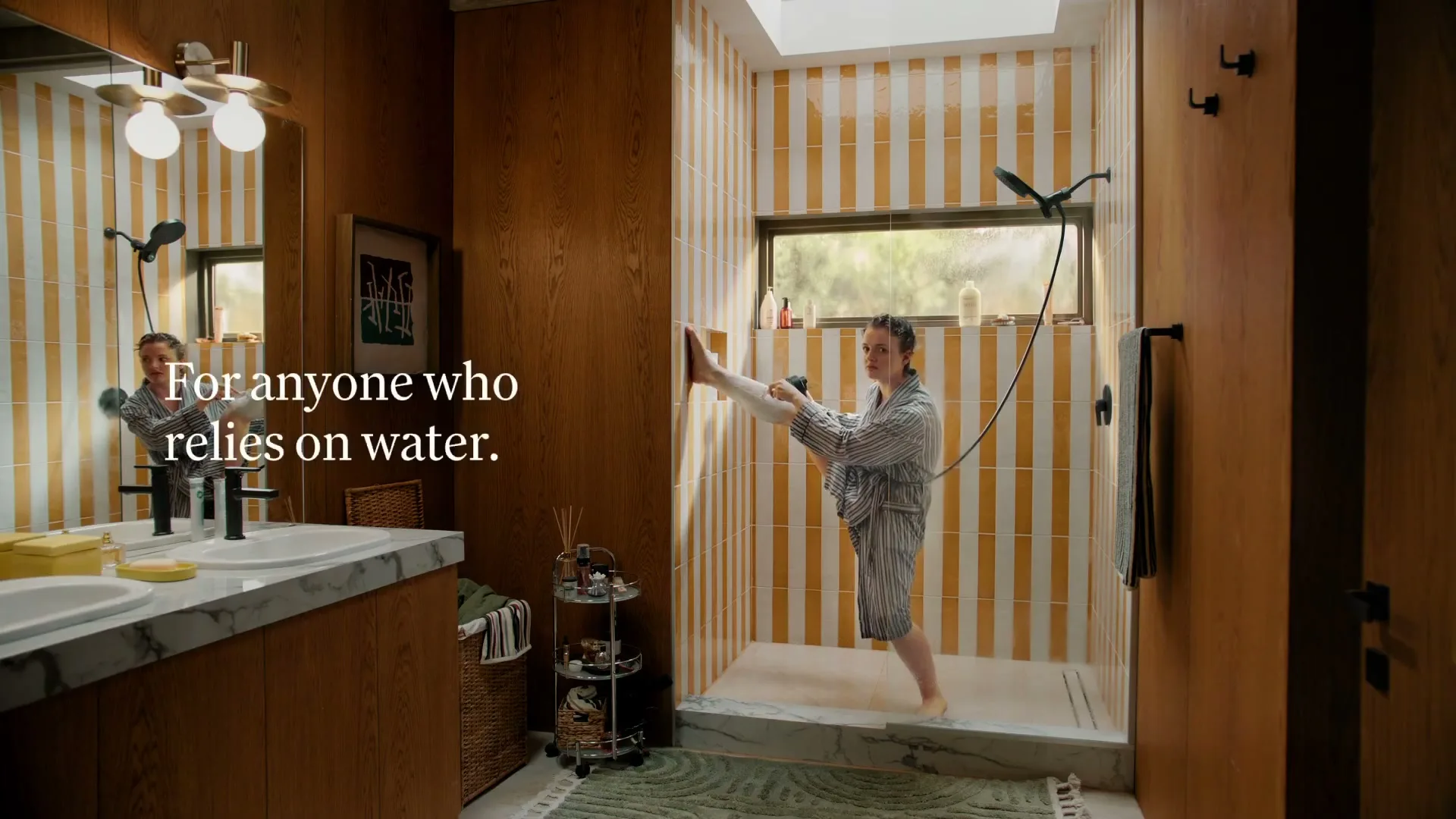 Moen "Must be a Moen Shaved Leg" (2026) commercial still