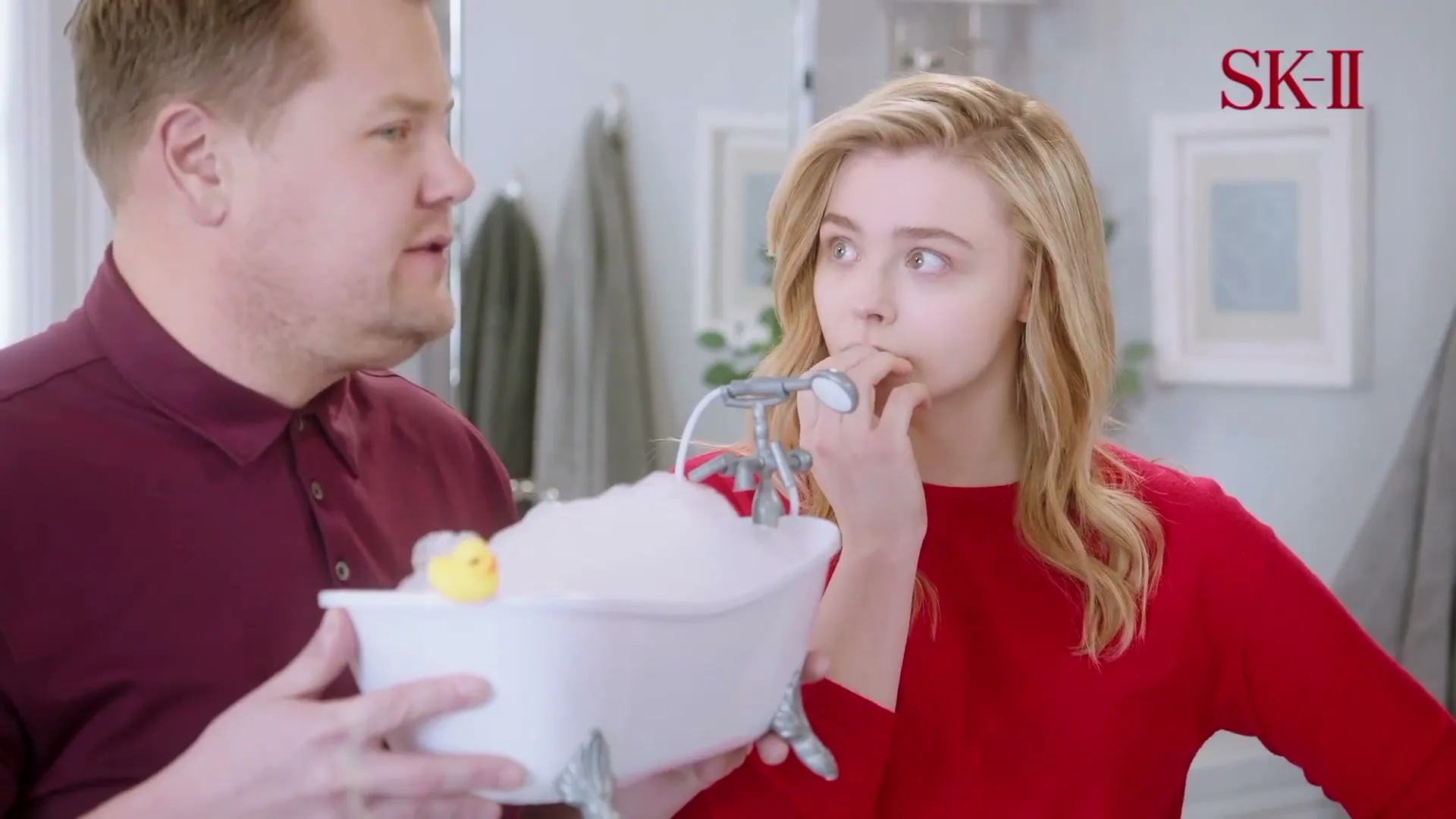SK-II "Bare Skin Chat Feat. James Corden" (2022) commercial still