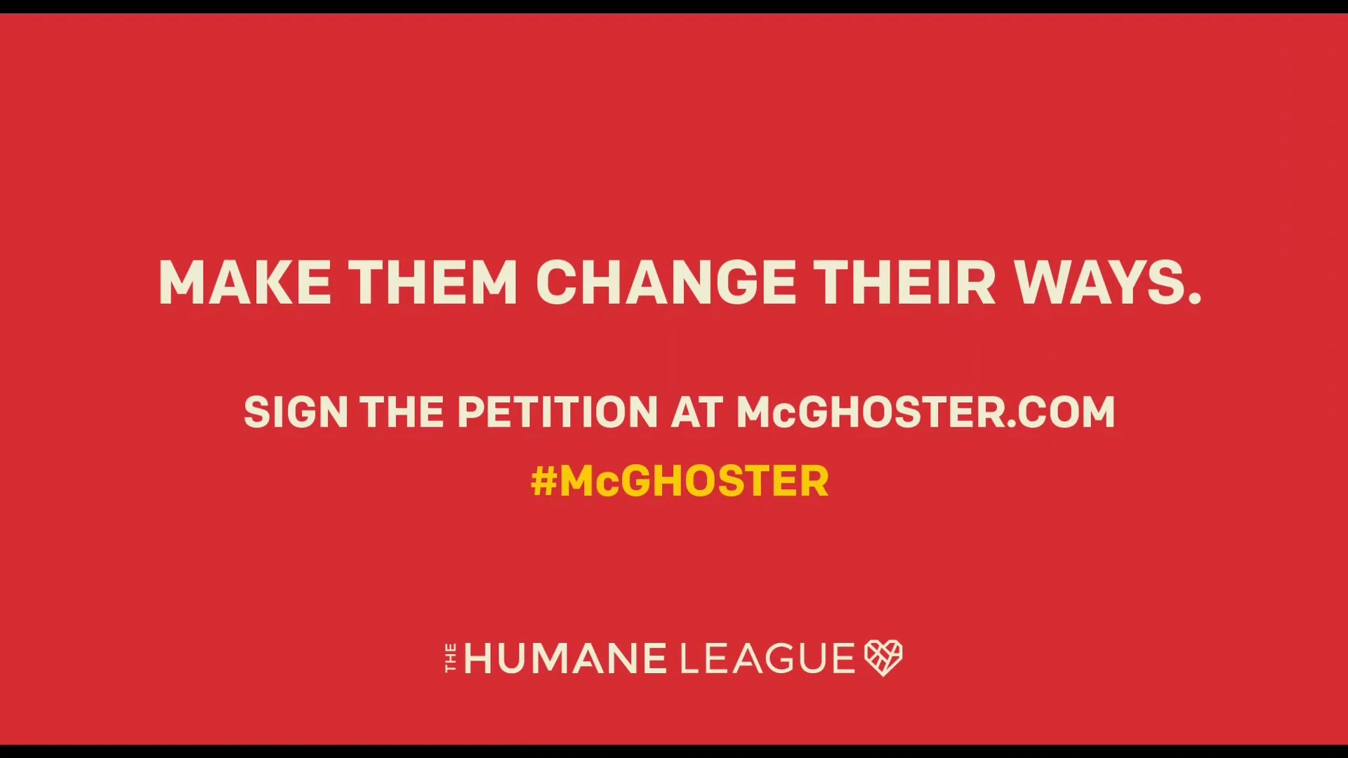 The Humane League "The Party is Over" (2019) commercial still