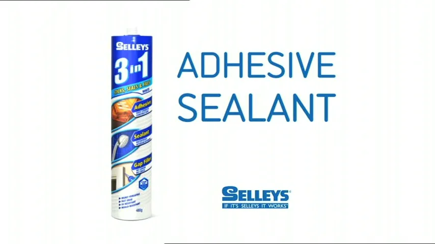 A Selleys 3-in-1 tube is shown on a white background, with text appearing next to it.