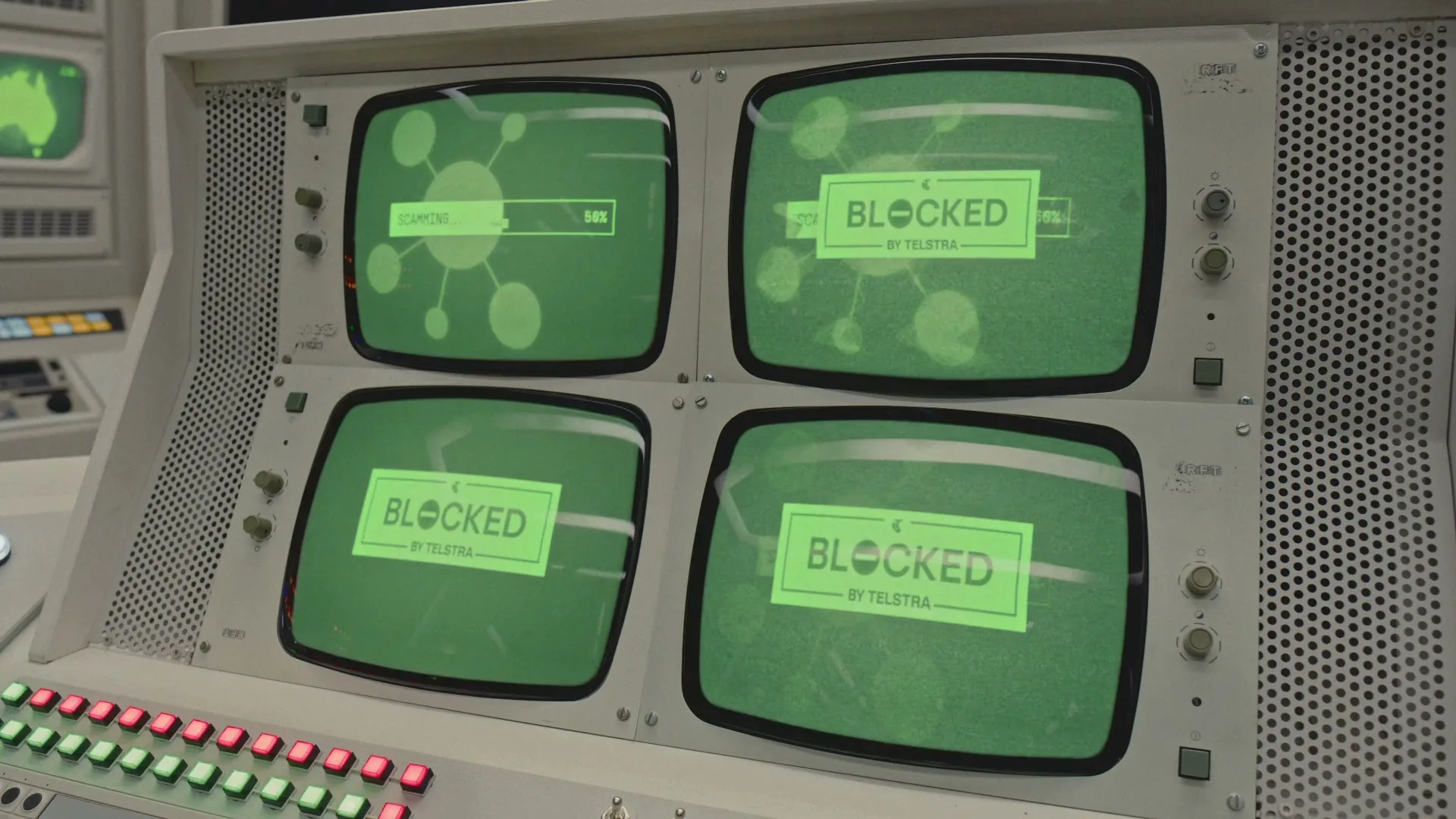 Telstra "Scamalanche" (2025) commercial still