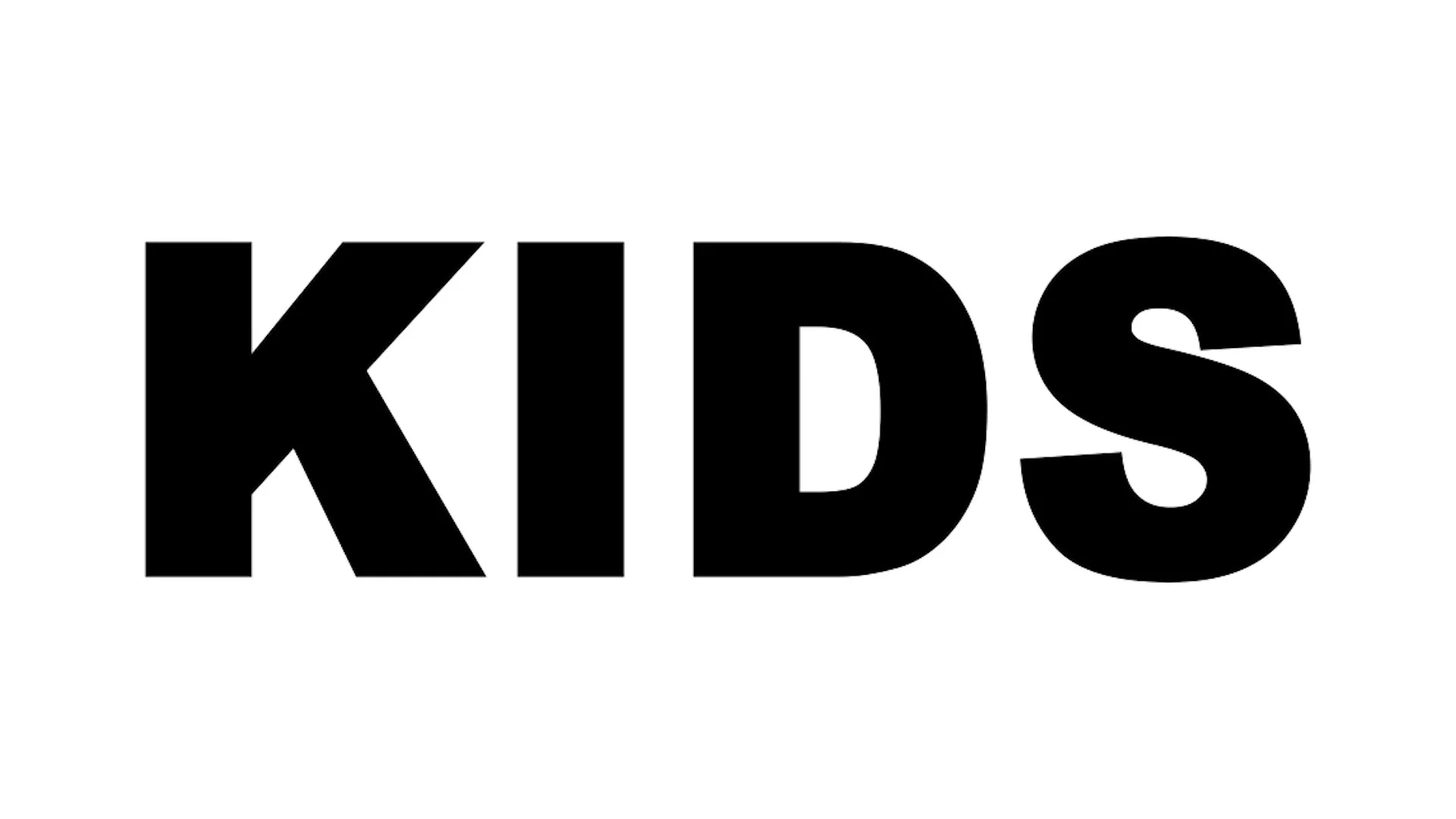 The word "KIDS" is displayed in bold black letters against a plain white background, with no other visual elements present.