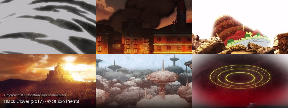 Black Clover background art — A blurry, abstract background; A city street at night; Rocky, sun-drenched landscape; A fantasy town at sunset; Alien landscape with strange flora; A desolate red landscape