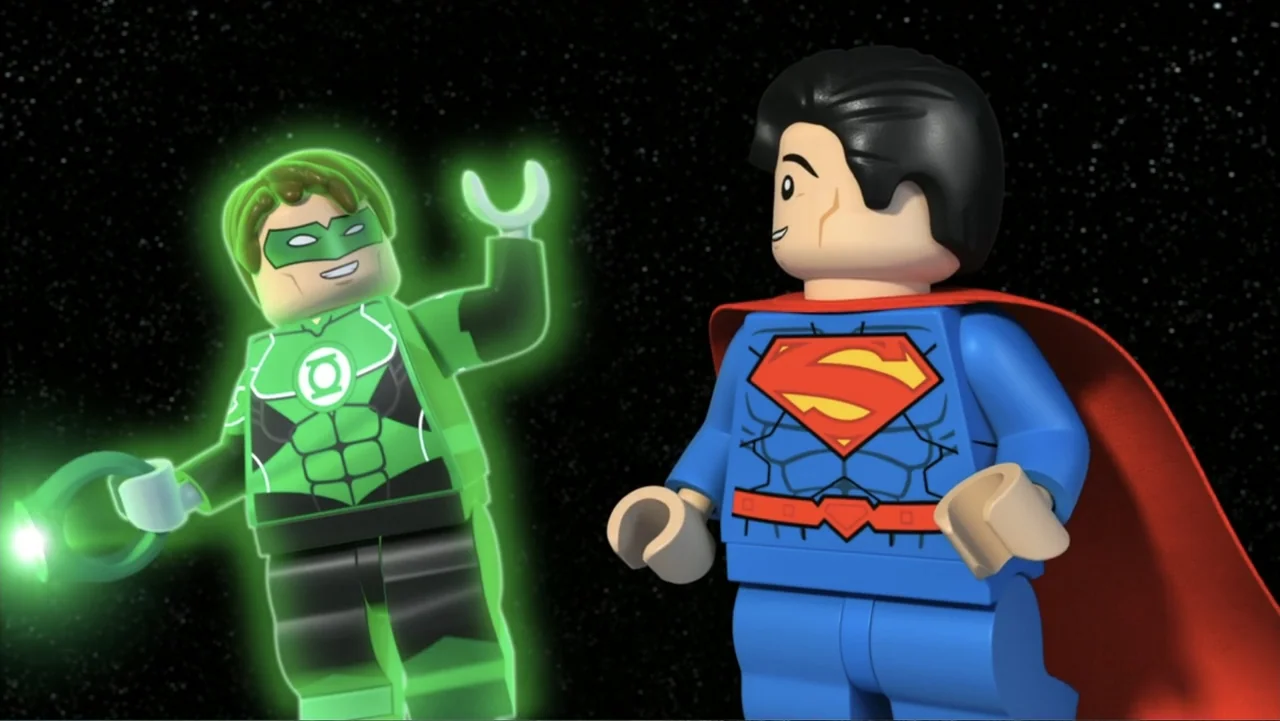 LEGO DC Comics Super Heroes: Justice League - Attack of the Legion of Doom! (2015) movie still: medium — Two lego figures float against a black…