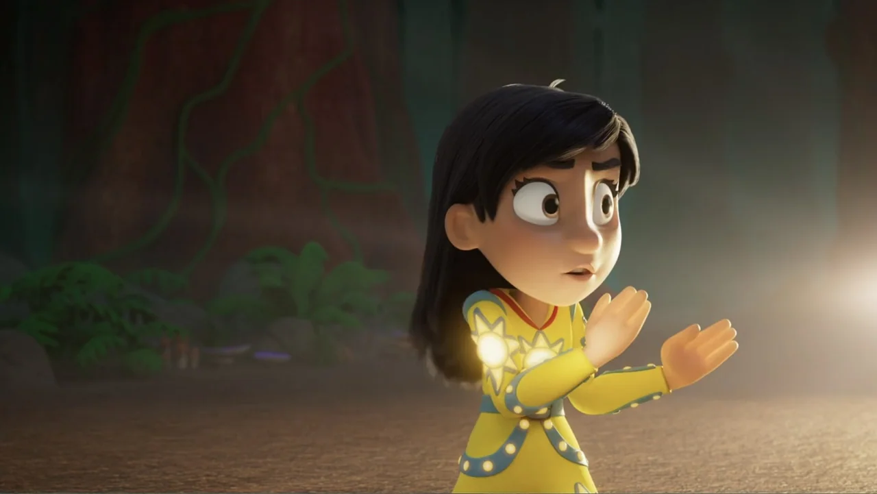 Valiente: A Tracker Story (2025) movie still: medium — A dark wooded clearing features dense foliage and brown earthen ground under low light. A…