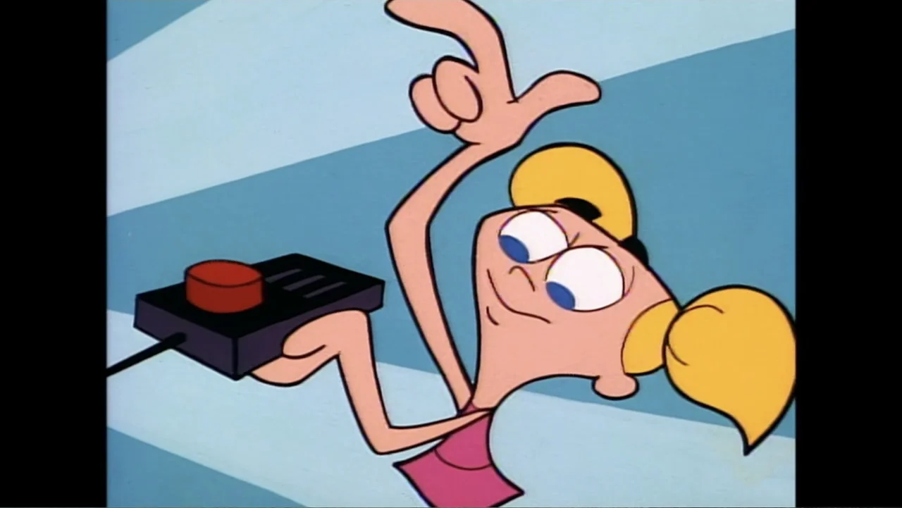 Cartoon Network: Animated Through the Years (2022) movie still: medium — A stylized cartoon laboratory with light blue and white radiating stripes…