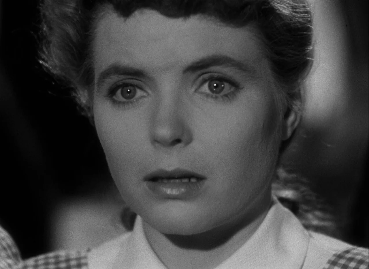 The Spiral Staircase (1946) movie still: closeup — A head-and-shoulders portrait of a young woman in an interior setting. She stares forward…