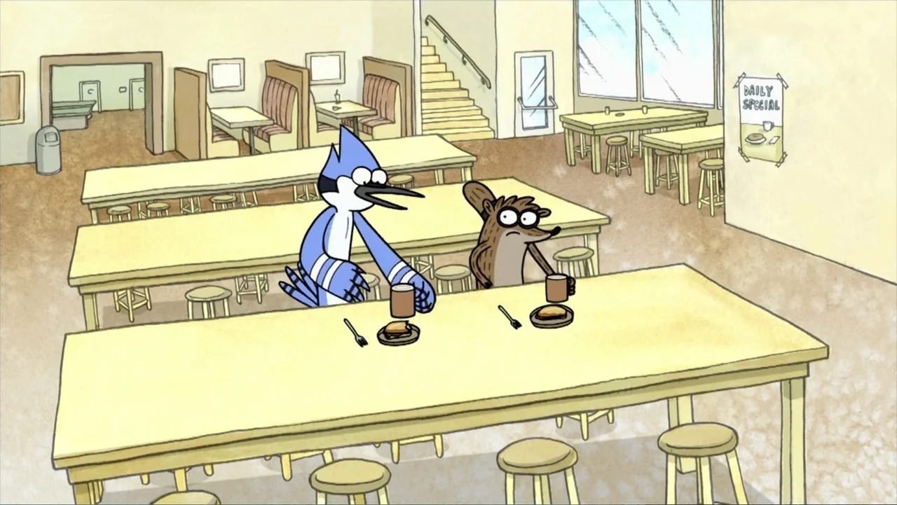 Cartoon Network: Animated Through the Years (2022) movie still: medium — A cartoon diner features rows of tables with stools and a visible…