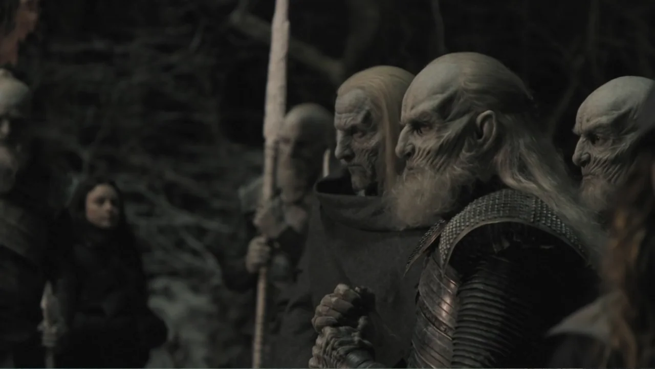 Game of Thrones: The Last Watch (2019) movie still: medium — A dark woodland environment at night filled with bare, leafless branches and deep…