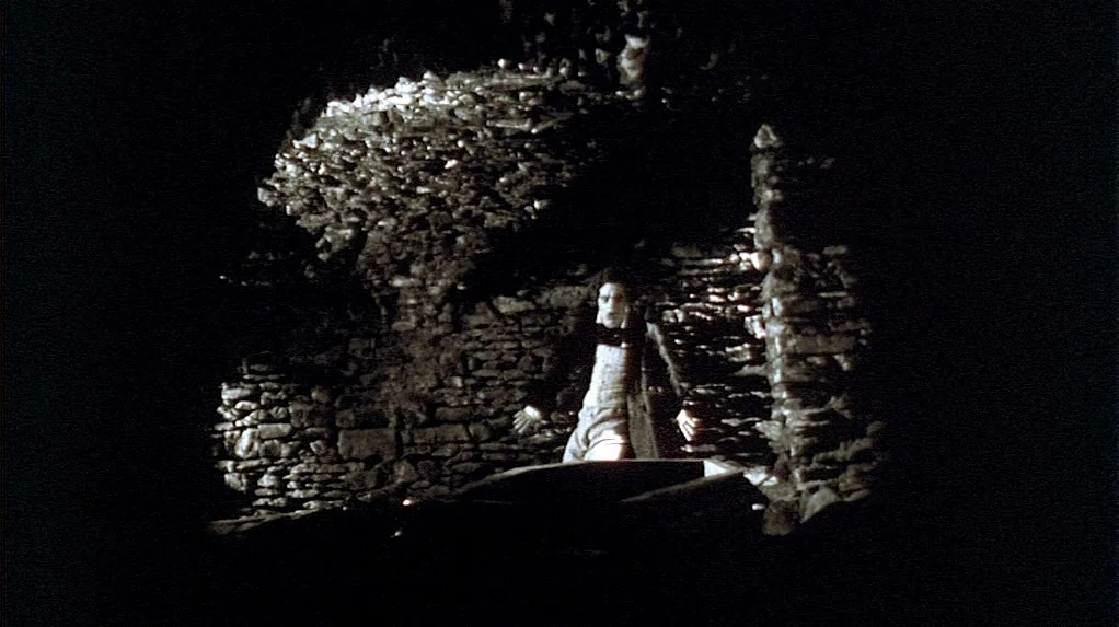 Shadow of the Vampire (2000) movie still: wide — A damp underground chamber constructed from rough stacked stone blocks in total darkness. A pale…