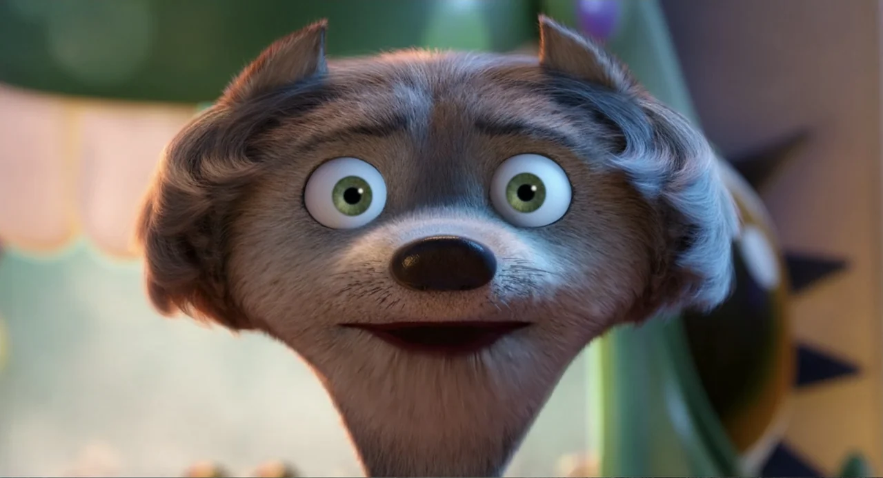 Hotel Transylvania 3: Summer Vacation (2018) movie still: closeup — An animated anthromorphic animal character is centered against a softly blurred…
