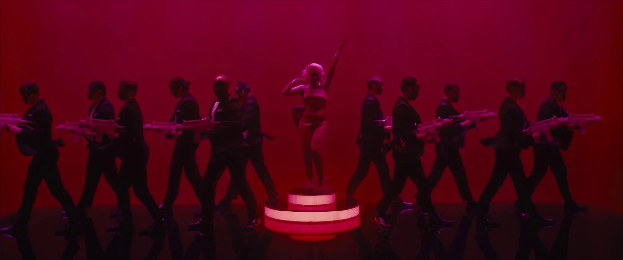 Birds of Prey (and the Fantabulous Emancipation of One Harley Quinn) (2020) movie still: wide — A minimalist studio space is saturated with intense…