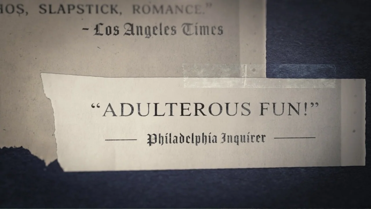 Judy Blume Forever (2023) movie still: closeup — A close up of overlapping paper clippings adhered to a dark textured background surface. Printed…
