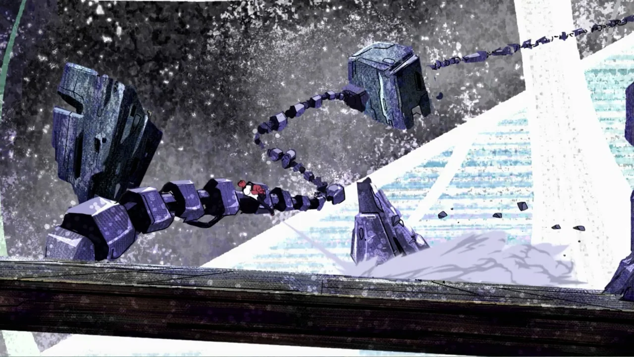 Ben 10 vs. the Universe: The Movie (2020) movie still: wide — A surreal void containing large, jagged floating rock structures connected by dark…