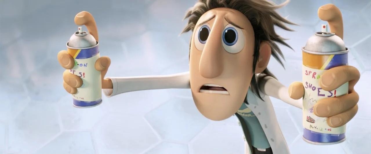 Cloudy with a Chance of Meatballs 2 (2013) movie still: medium — A sterile laboratory setting features tiled walls with a hexagonal pattern…