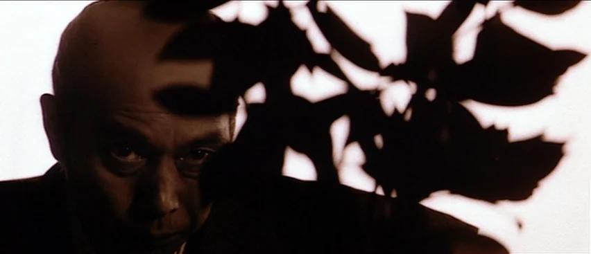 Lone Wolf and Cub: Baby Cart to Hades (1972) movie still: closeup — An interior space is dominated by a bright white light source behind the…