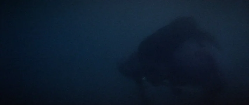 Lone Wolf: Baby Cart at the River Styx (1972) movie still: wide — A vast expanse of deep dark water under low-light conditions. The surface is…