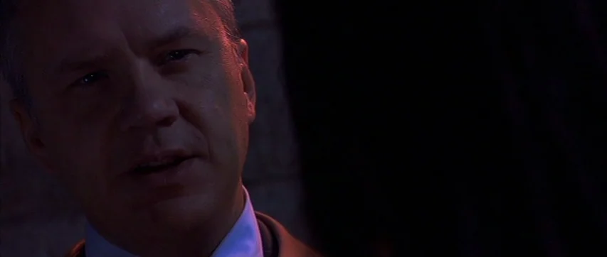 The Truth About Charlie (2002) movie still: closeup — A dimly lit interior space with brick-like texture visible in the background shadow. A…