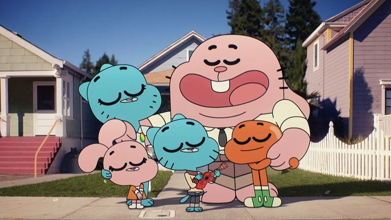 Cartoon Network: Animated Through the Years (2022) movie still: medium — A suburban street features two houses with white picket fences under a…