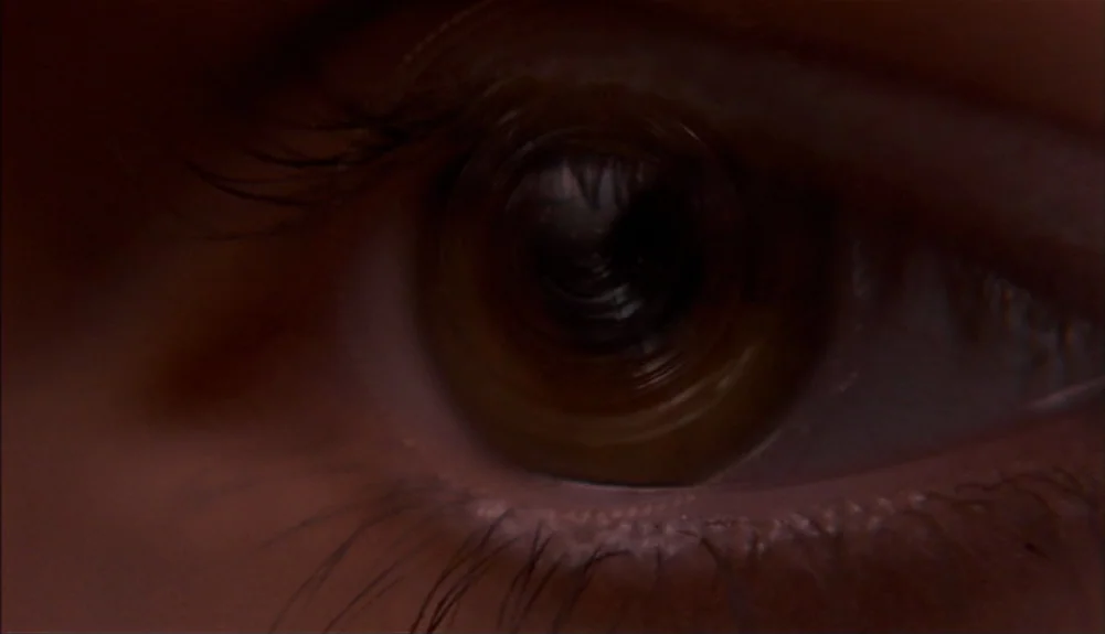 Bram Stoker’s Dracula (1992) movie still: closeup — A extreme close-up of a human eye focused on the iris. No other environmental details are…