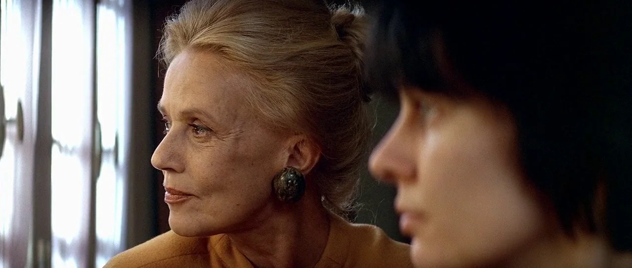 Nikita (1990) movie still: closeup — An interior space with a window filtered by light curtains provides diffuse natural illumination. An older…