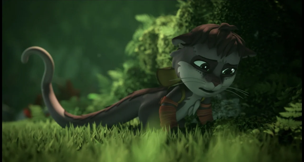The Wishmas Tree (2020) movie still: medium — A lush forest floor is covered in vibrant green grass and dense vegetation. A small anthropomorphic…