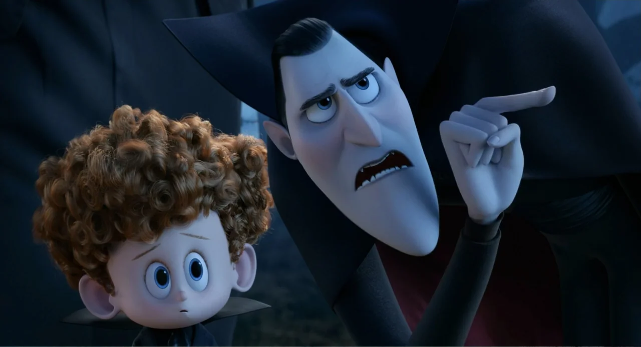 Hotel Transylvania 2 (2015) movie still: medium — An outdoor space is illuminated under dark night conditions with shadows present. A vampire…