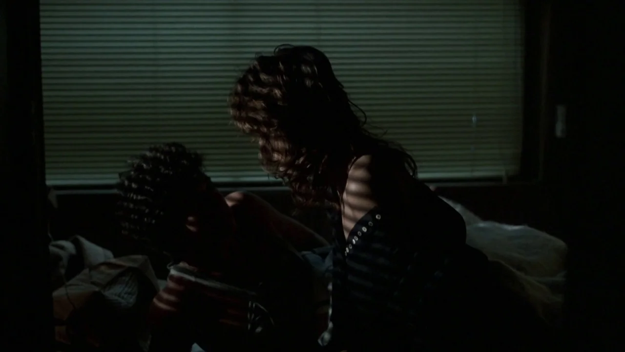 Friday the 13th Part VI: Jason Lives (1986) movie still: medium — A dark room features a window with closed horizontal blinds filtering outside…