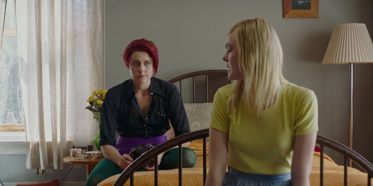 20th Century Women (2016) movie still: medium — A sunlit bedroom features a metal bed frame, a window with sheer curtains, and simple decor. Two…