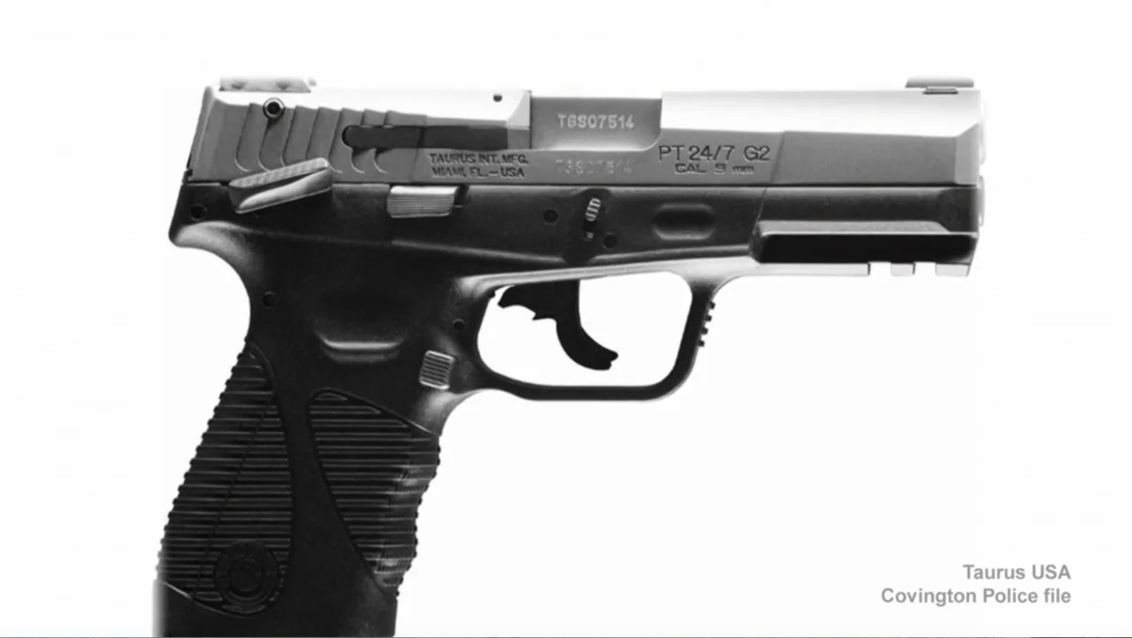 Requiem for the Dead: American Spring 2014 (2015) movie still: closeup — A semi-automatic pistol is centered against a pure white studio background.…