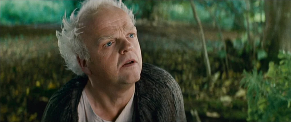 Your Highness (2011) movie still: medium — A dense, overgrown woodland area with blurry green foliage visible in the background. A middle-aged man…