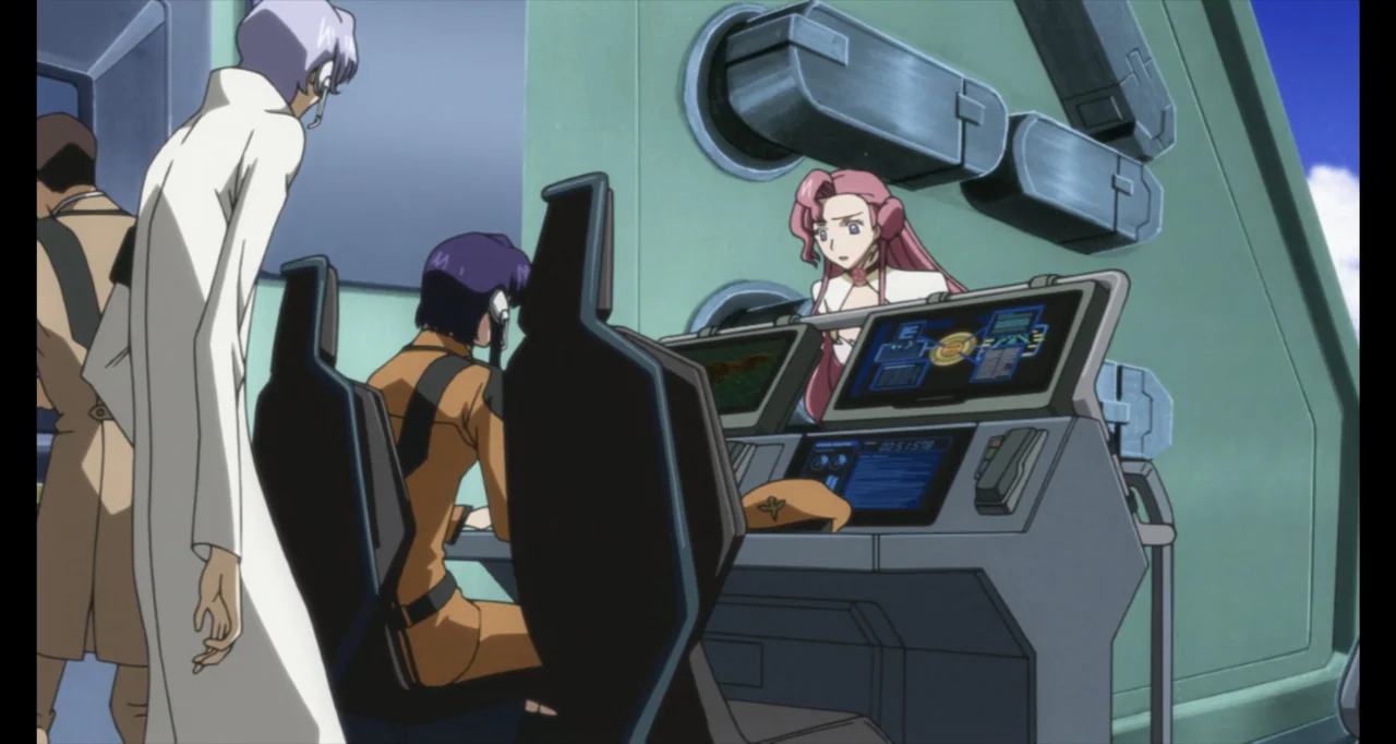 Code Geass: Lelouch of the Rebellion III - Glorification (2018) movie still: medium — A high-tech vehicle interior contains control consoles with…
