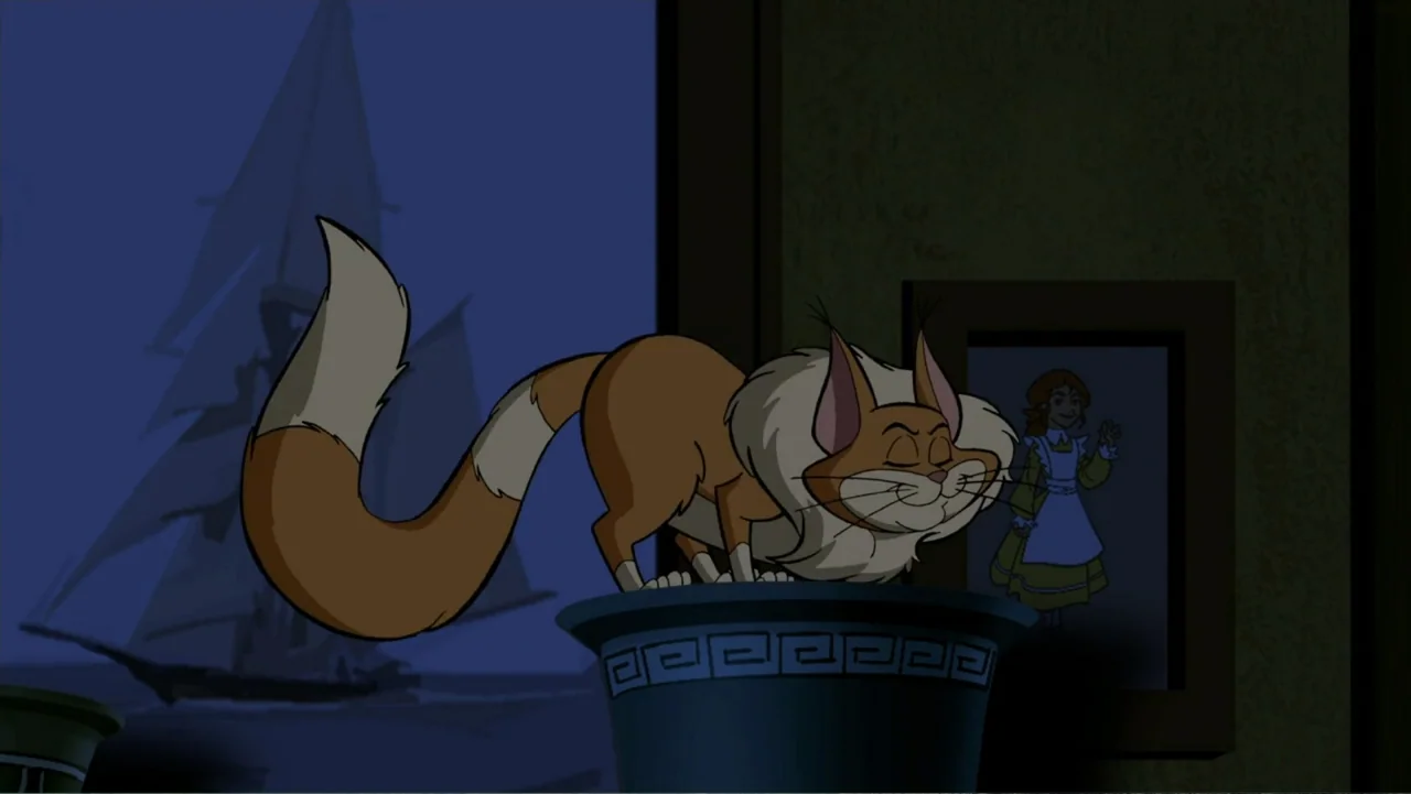 Scooby-Doo! and the Gourmet Ghost (2018) movie still: medium — A dim nursery room contains a dark pedestal and a window displaying a ship. A large…