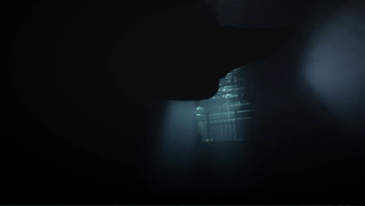 Megalodon: The Monster Shark Lives (2013) movie still: wide — A dark, empty cell is illuminated only by light filtering through a barred gate. The…