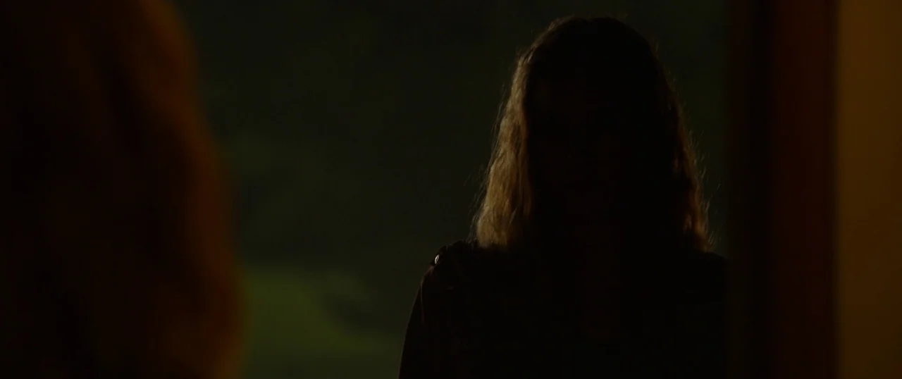 The Strangers: Prey at Night (2018) movie still: medium — A dark indoor space with a dimly lit figure in the foreground. A second out-of-focus…