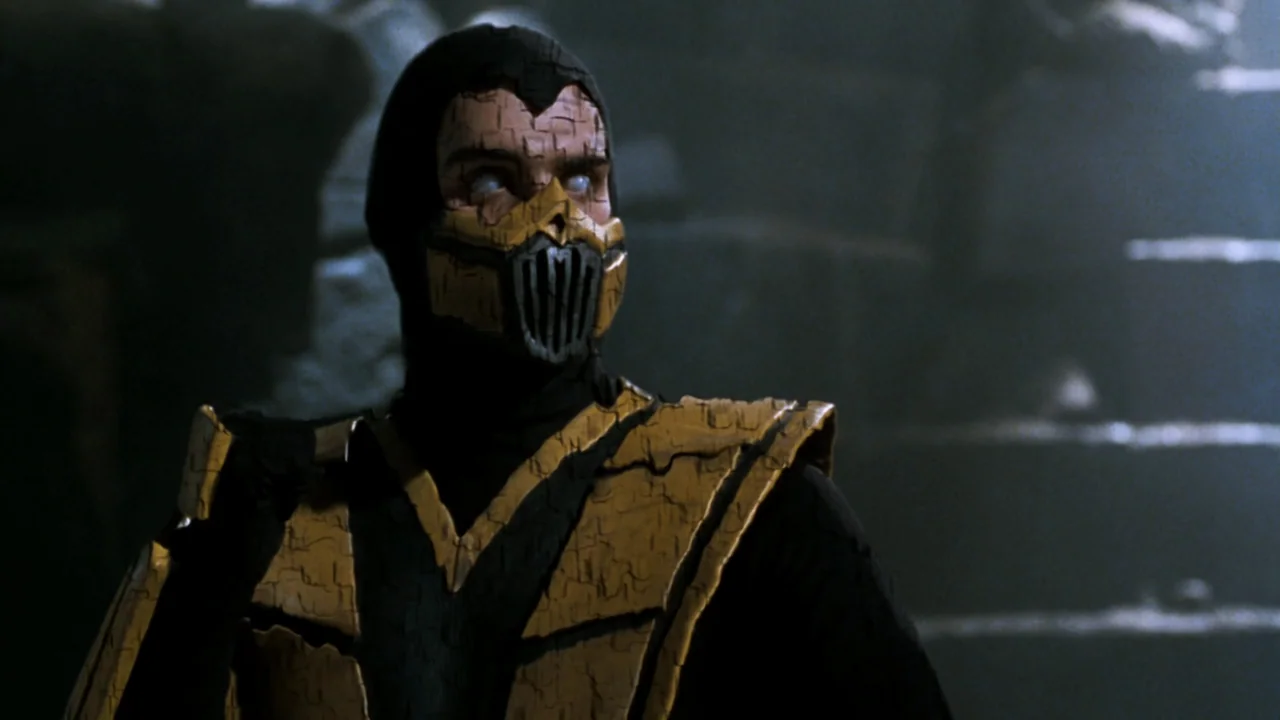 Mortal Kombat: Annihilation (1997) movie still: medium — A dark stone chamber with indistinct background walls and minimal architectural detail. A…